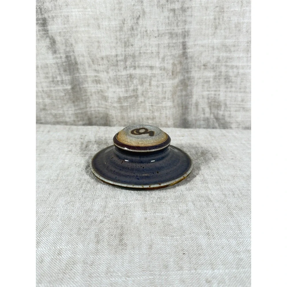 Studio Pottery Candle Holder Unisex OS Brown Blue Good Vintage Stoneware MCM
